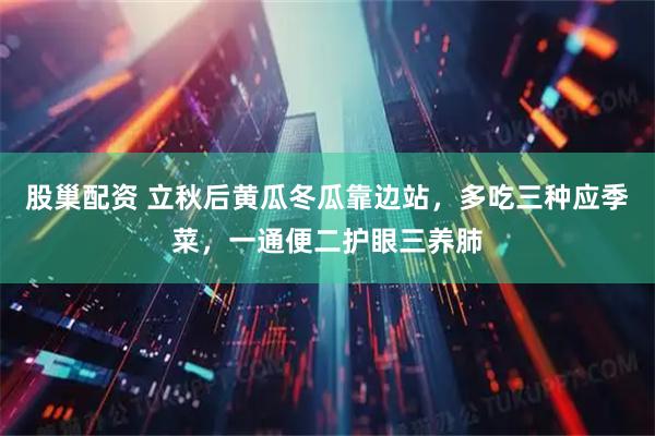 股巢配资 立秋后黄瓜冬瓜靠边站，多吃三种应季菜，一通便二护眼三养肺